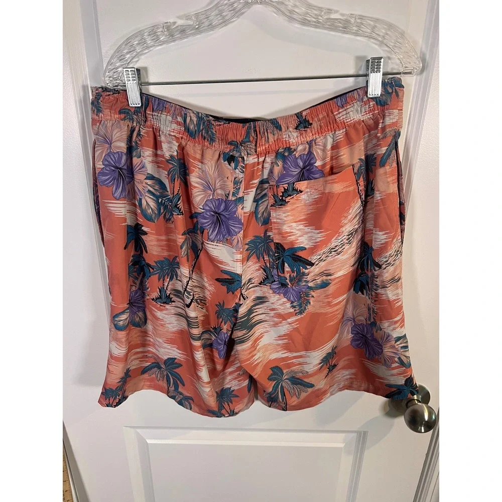 Goodfellow & Co Mens Swim Trunks‎ Tropical Palm Tree Floral Orange Size L